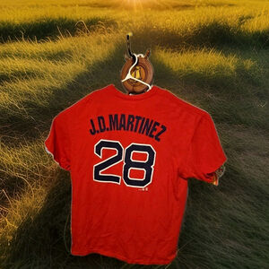 JD Martinez #28 MLB Boston Red Sox Shirt Adult Size 2XL XXL Red Double Sided